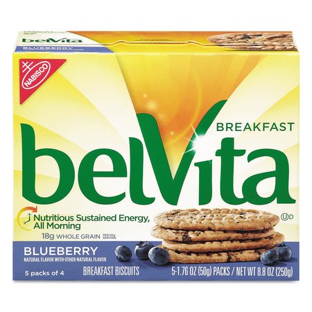 NABISCO belVita Breakfast Biscuits, 1.76 oz Pack, Blueberry, PK64 00 44000 02908 00